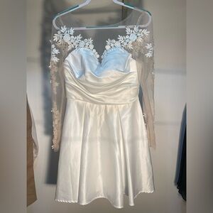White floral and lace wedding dress, size 4.